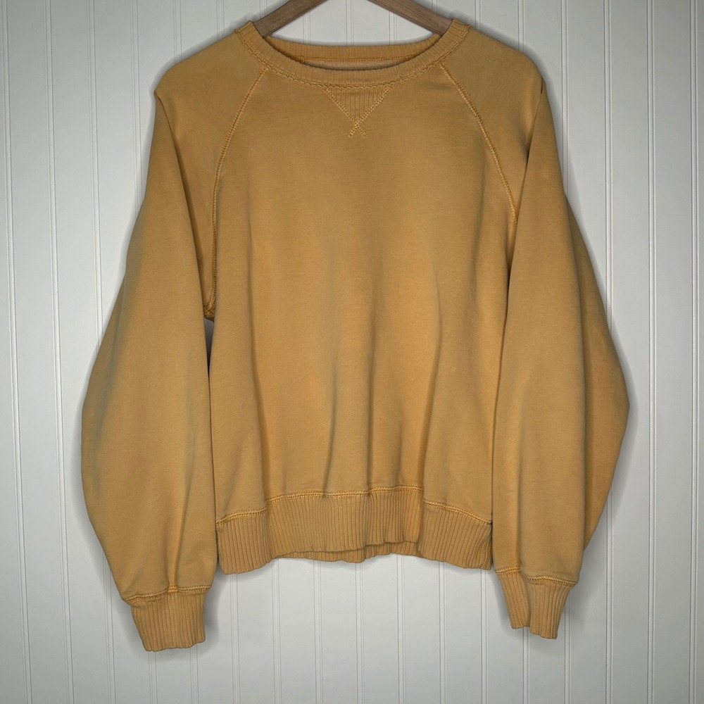 American Eagle Seriously Lived In Sweatshirt Womens M Mustard Yellow Raglan